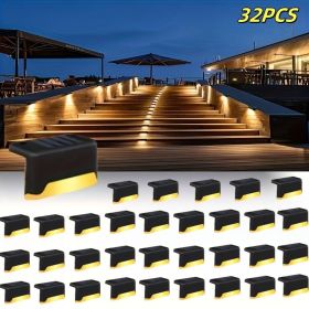 32PCS Solar Deck Lights Outdoor, Solar Step Lights Waterproof Led Solar lights for Outdoor Stairs, Step , Fence, Yard, Patio (Color: Warm light 32PCS)